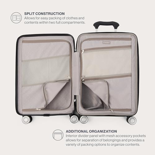 Travelpro Pathways 3 Hardside Expandable Luggage, 8 Spinner Wheels, Lightweight Hard Shell Suitcase, Carry On 21 Inch, Black Knight