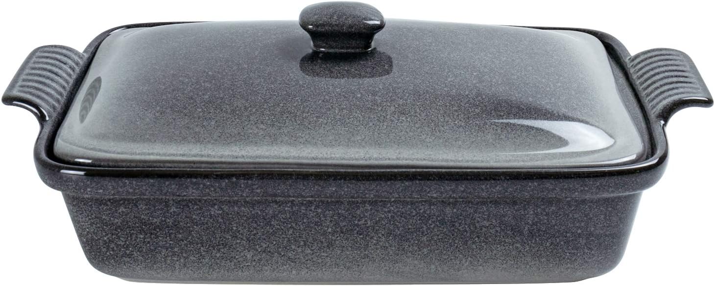 Rectangular Casserole Dish with Lid, UNICASA 2.8qt Covered Casserole, Reactive Glaze Space Blue, Baking Dish for Cooking, Microwave Oven Safe