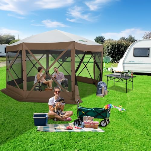 COBIZI 12x12ft Pop up Gazebo Screen Tent Screen House for Camping, Camping Outdoor Screened Gazebo, Canopy Tent