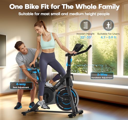 Exercise Bike, CHAOKE Quiet Adjustable Magnetic Resistance Stationary Bike for Home Cardio with App Compatible