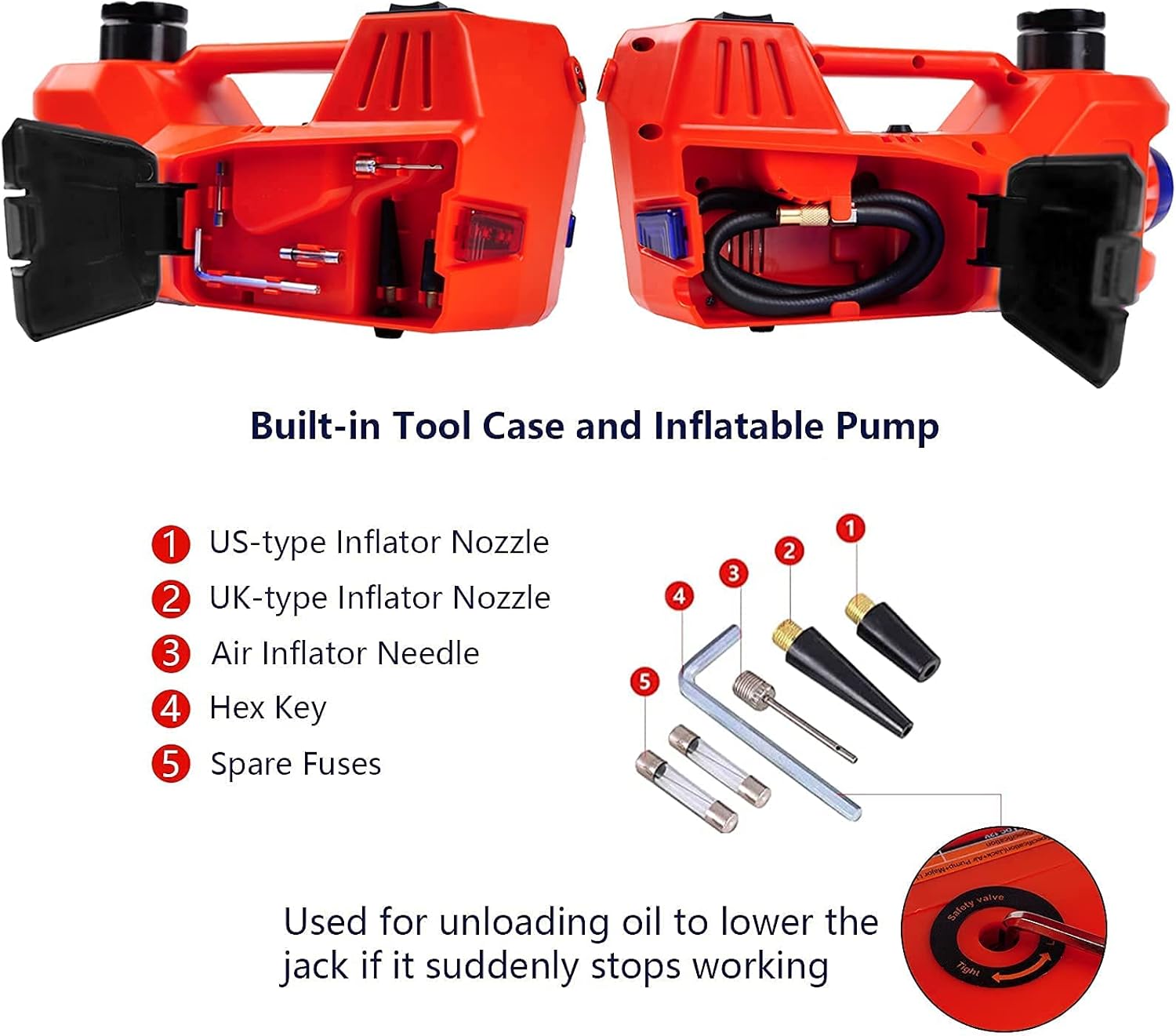 FEANISIFEI Electric Car Jack Kit 5 Ton 12V Electric Car Jack with Built-in Inflatable Pump Electric Jack for Car SUV Car Emergency Repair Kit