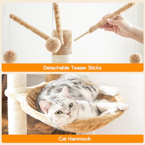 HOOBRO Cat Tree with Litter Box Enclosure, 27.6" L x 18.9" W x 52" H, All-in-One Wooden Cat Tower, Cat Furniture for Indoor Cats