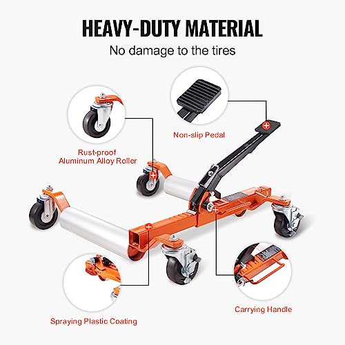 VEVOR Wheel Dolly, 1 Piece Wheel Dolly Car Skate, Heavy Duty Vehicle Positioning with Ratcheting Foot Pedal
