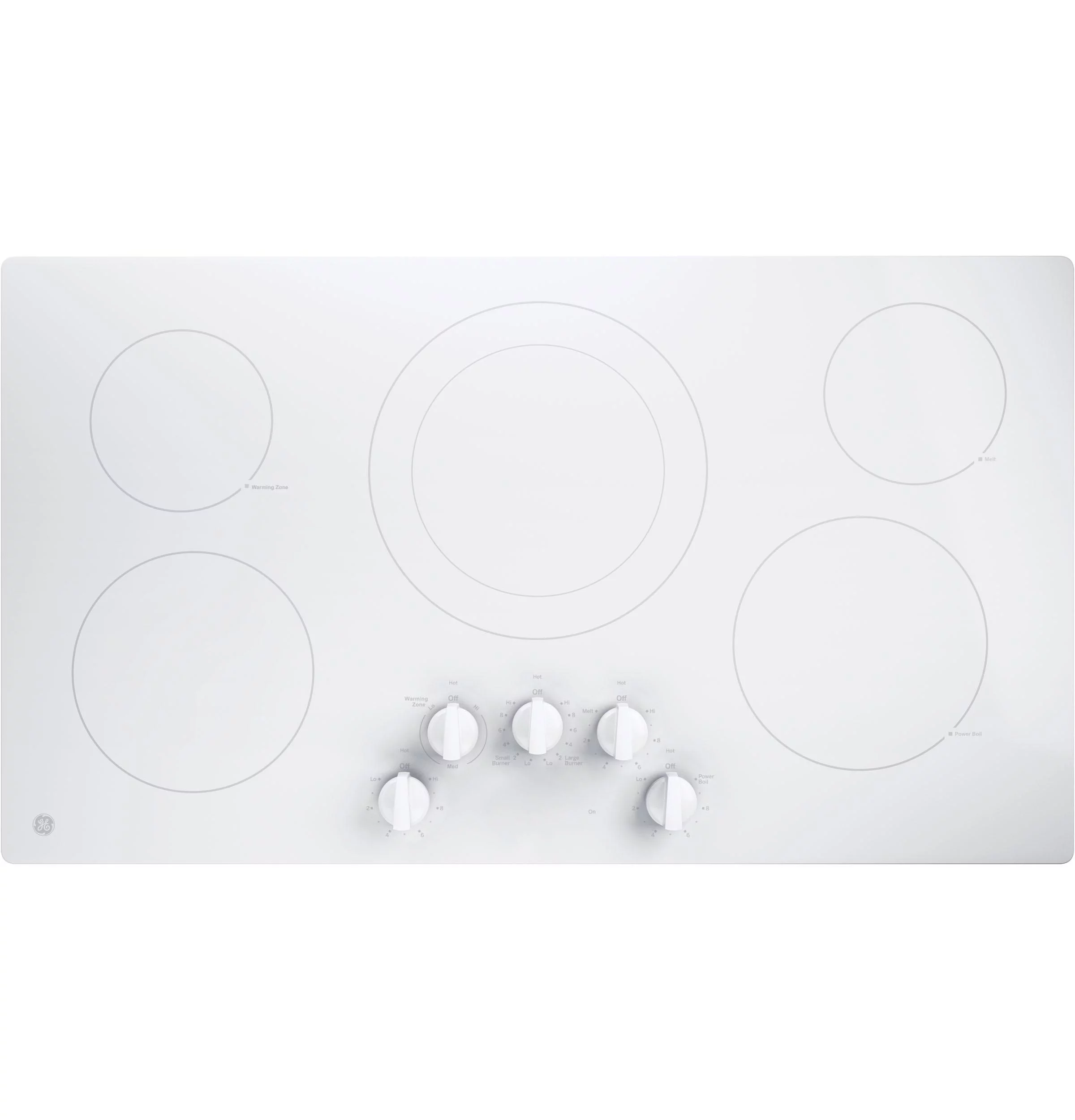 Ge Jp3036 36" Wide 5 Burner Electric Cooktop - White