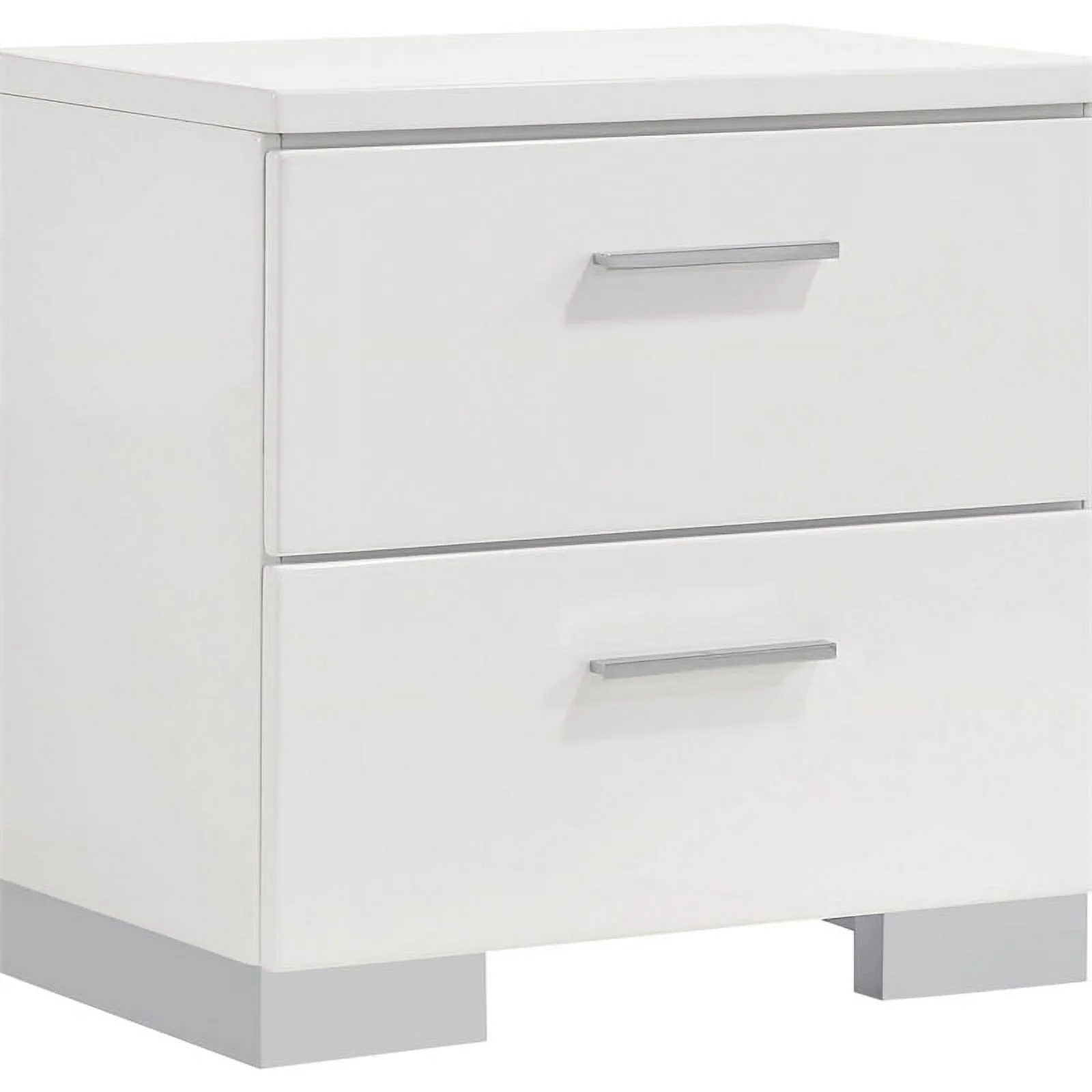 Pemberly Row 4-Piece Modern Wood Eastern King Bedroom Set in Glossy White
