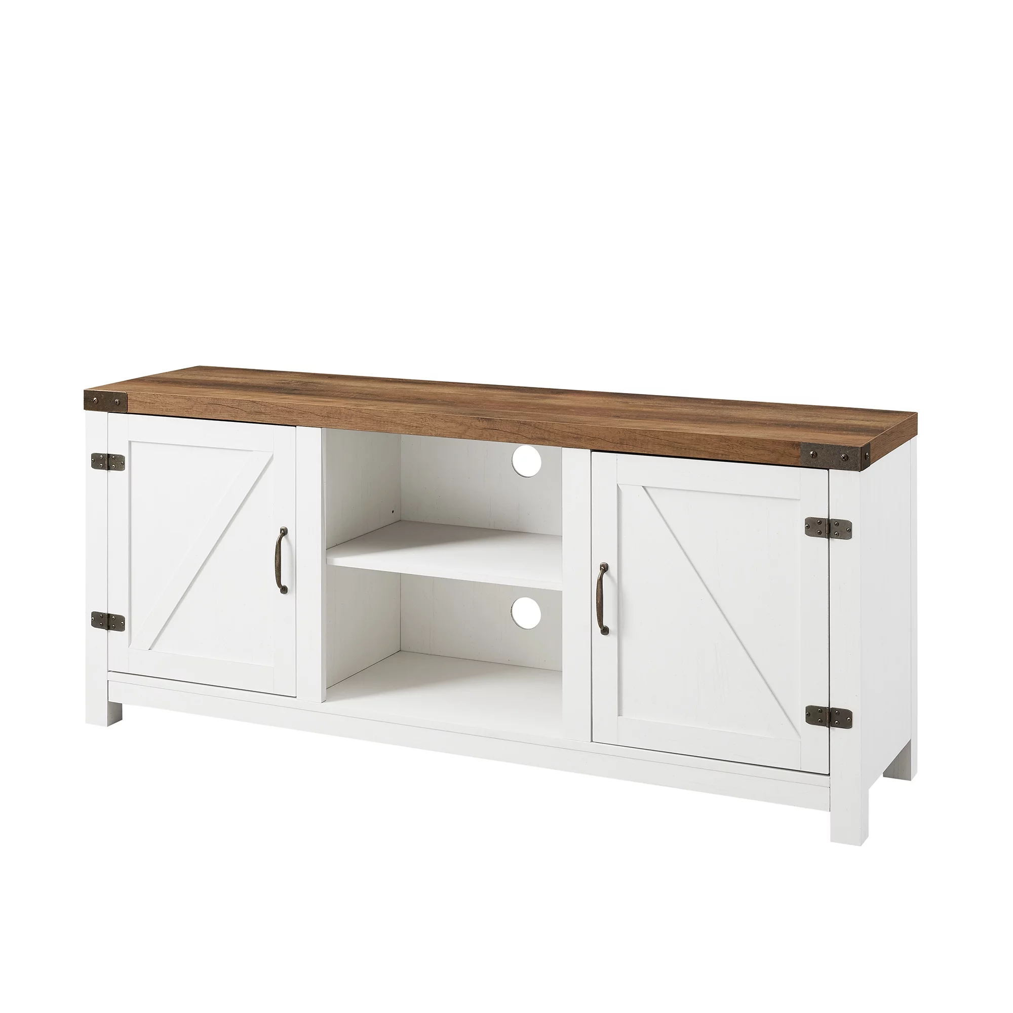 Walker Edison Modern Farmhouse Barn Door TV Stand for TVs up to 65, Grey Wash