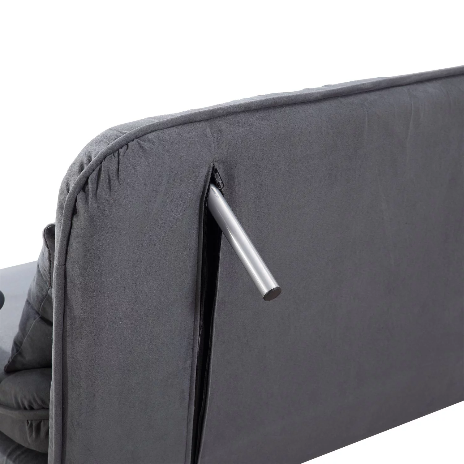 HomCom Small Sofa Couch Futon with Fold Up Bed and Adjustable Backrest, featuring Modern Design with Chic Suede, Grey