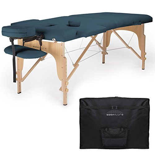 Saloniture Professional Portable Folding Massage Table with Carrying Case - Black