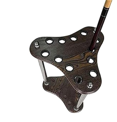 12-Hole Pool Cue Rack - Freestanding Wooden Billiard Stick Holder for Game Room, Home, or Club - Durable Snooker Cue Storage Organizer