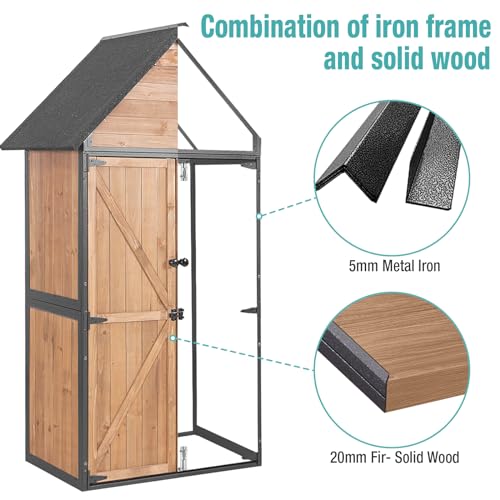 Sheds Outdoor Storage,Garden Shed with Metal Frame Structure and Adjustable Shelves