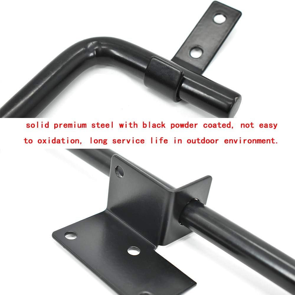 Cane Bolt Heavy Duty Gate Drop Rod 36 inch Steel with Black Finish -2 Pack for Double Door