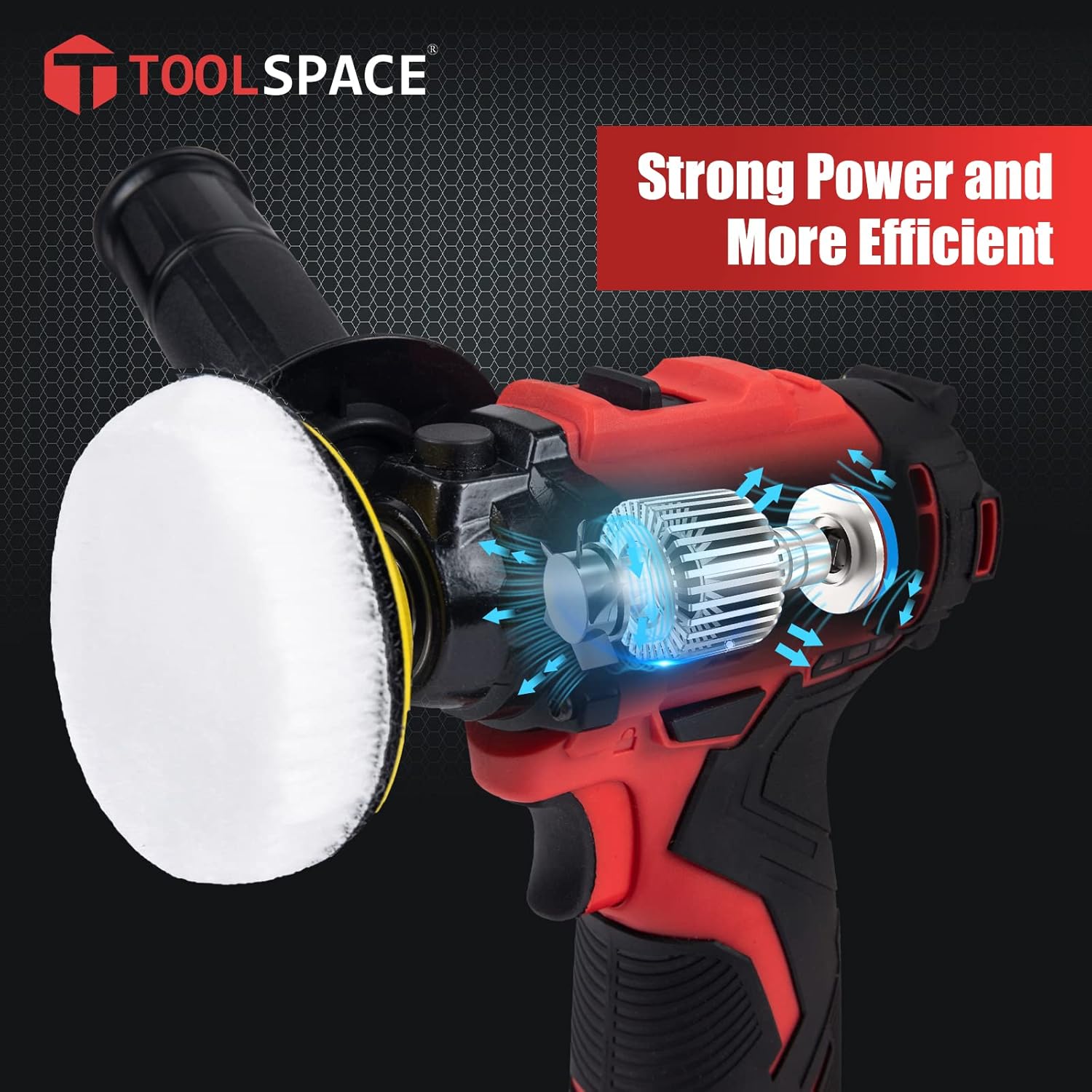 TOOLSPACE 46pcs Cordless Car Buffer Polisher Kit 12V 7800RPM with 2 x 2.0Ah Li-ion Batteries