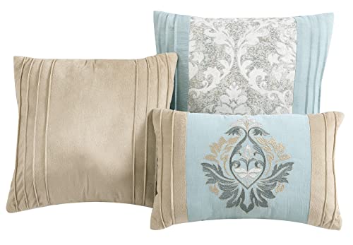 Riverbrook Home 100% Polyester Comforter Set, Queen, Hillcrest - Ivory/Gold, 9 Piece Set