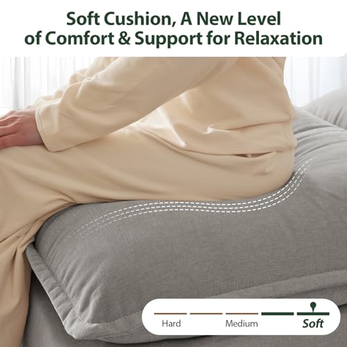 Cloud Couch Sectional for Living Room L Shaped Couch Modular Sectional Sofa Chenille Fabric for Apartment Ivory Beige