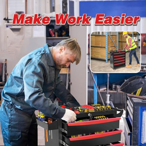 Rolling Tool Chest, Metal Tool Box with 5 Drawers