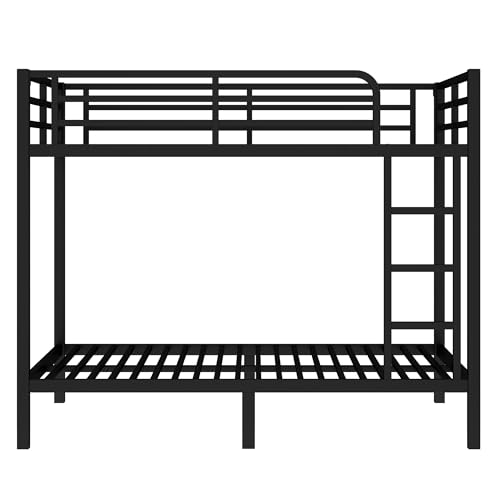 Heavy Duty Bunk Bed Frame with Ladder, Twin XL Over Twin XL Bunk Beds with Safety Guardrails, Adults Bunk Beds with Noise-Reducing Rubber Stoppers