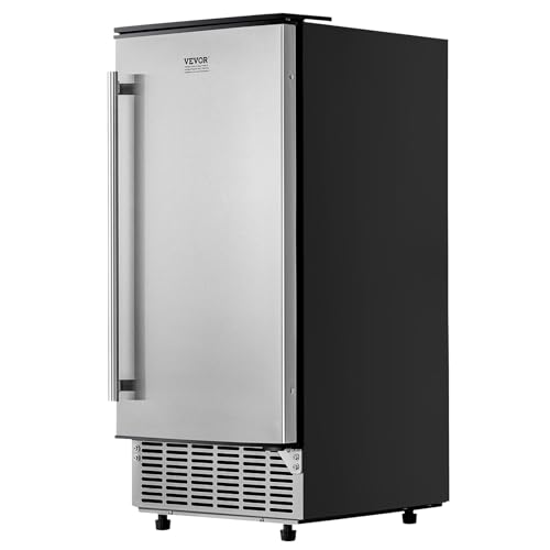 VEVOR Under Counter Ice Maker Machine, Crescent Ice, 25 Lbs/Day Stainless Steel Built in Ice Maker with Reversible Door