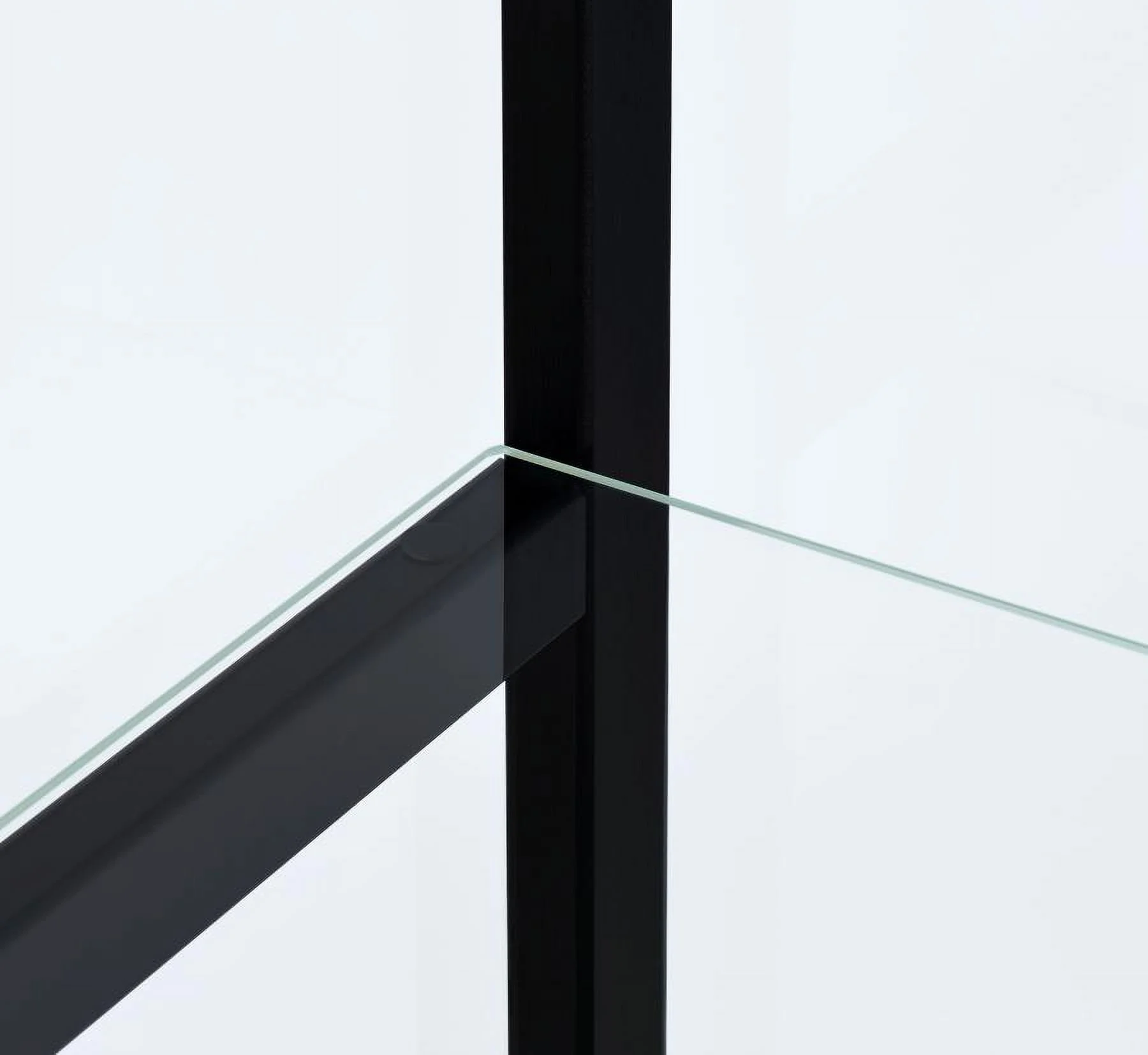 Contemporary Black Wood And Glass 4 Shelf Curio Display Cabinet