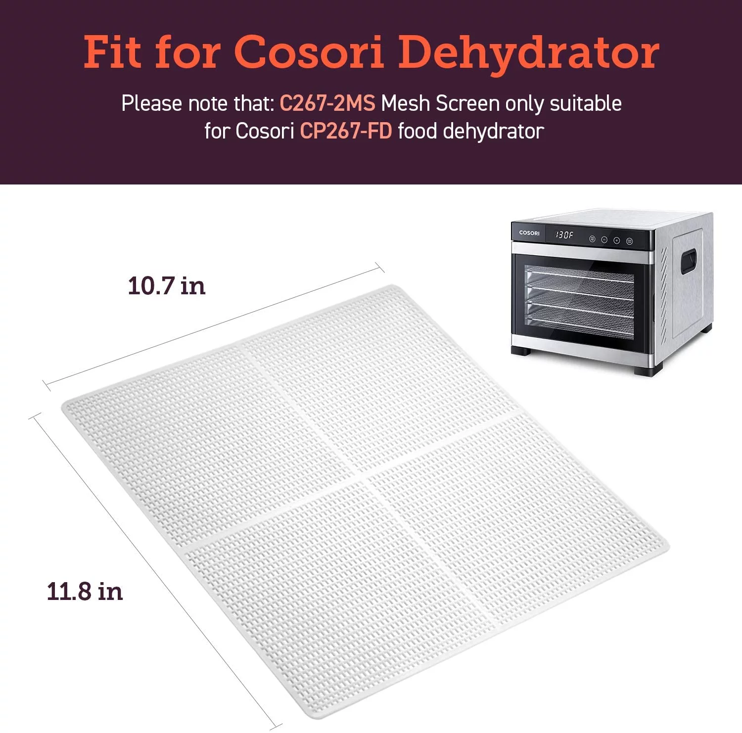 QCAI Food Dehydrator Machine(50 Recipes), 6 Stainless Steel Trays with Digital Timer and Temperature Control& Food Dehydrator Mesh Screen for Jerky