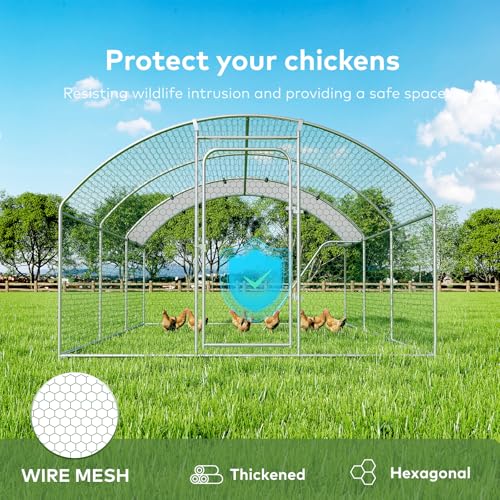 Chicken Coop Poultry Cage Large Metal Hen Run with Water-Resident Cover for Rabbit Duck House Outdoor Walk-in Chicken Pen for Yard