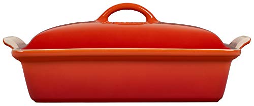 Le Creuset Stoneware Heritage Covered Rectangular Casserole, 4 qt. (12" x 9"), Cerise