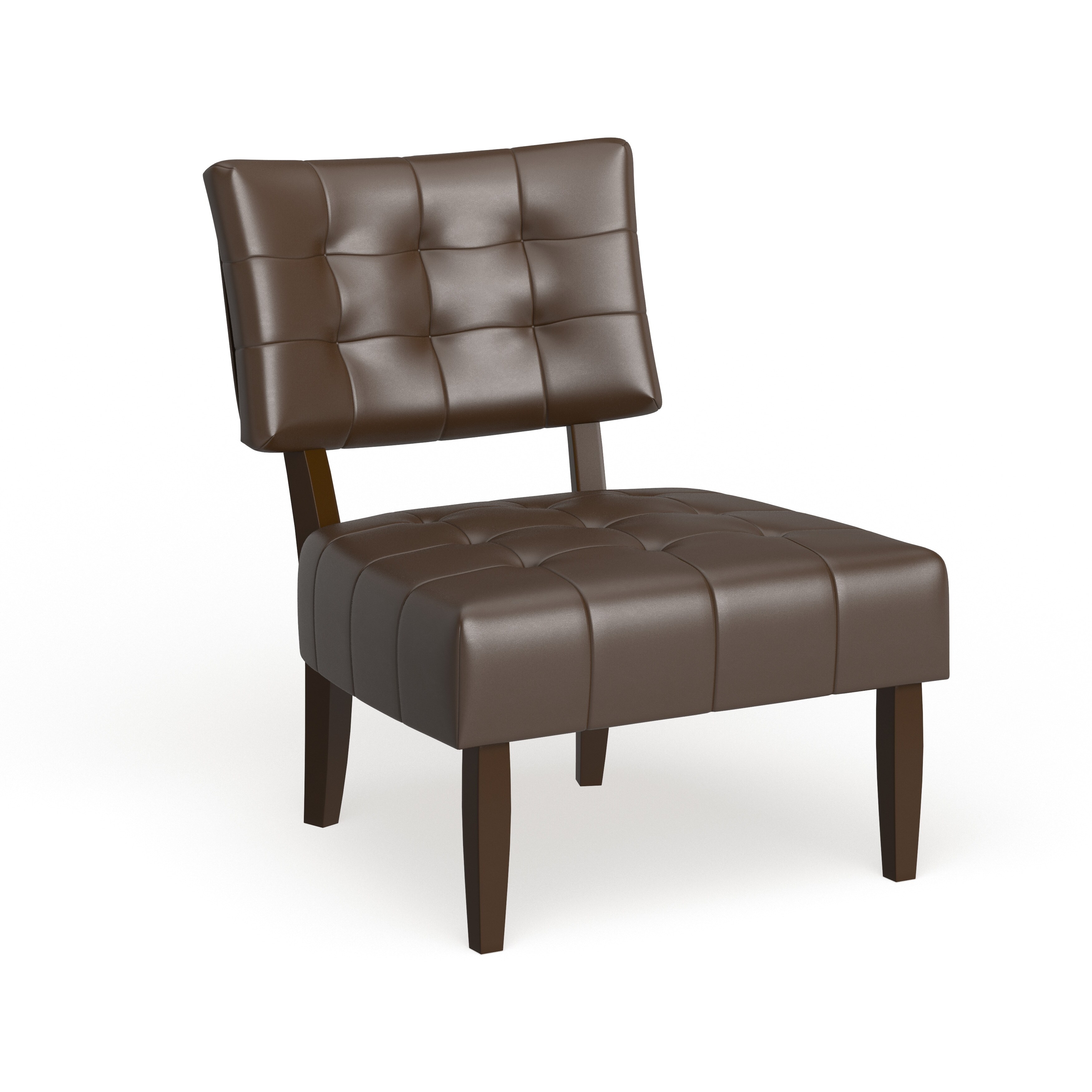 Porch & Den  McRee Tufted Slipper Chair Accent Chairs, Slipper Chair Brown