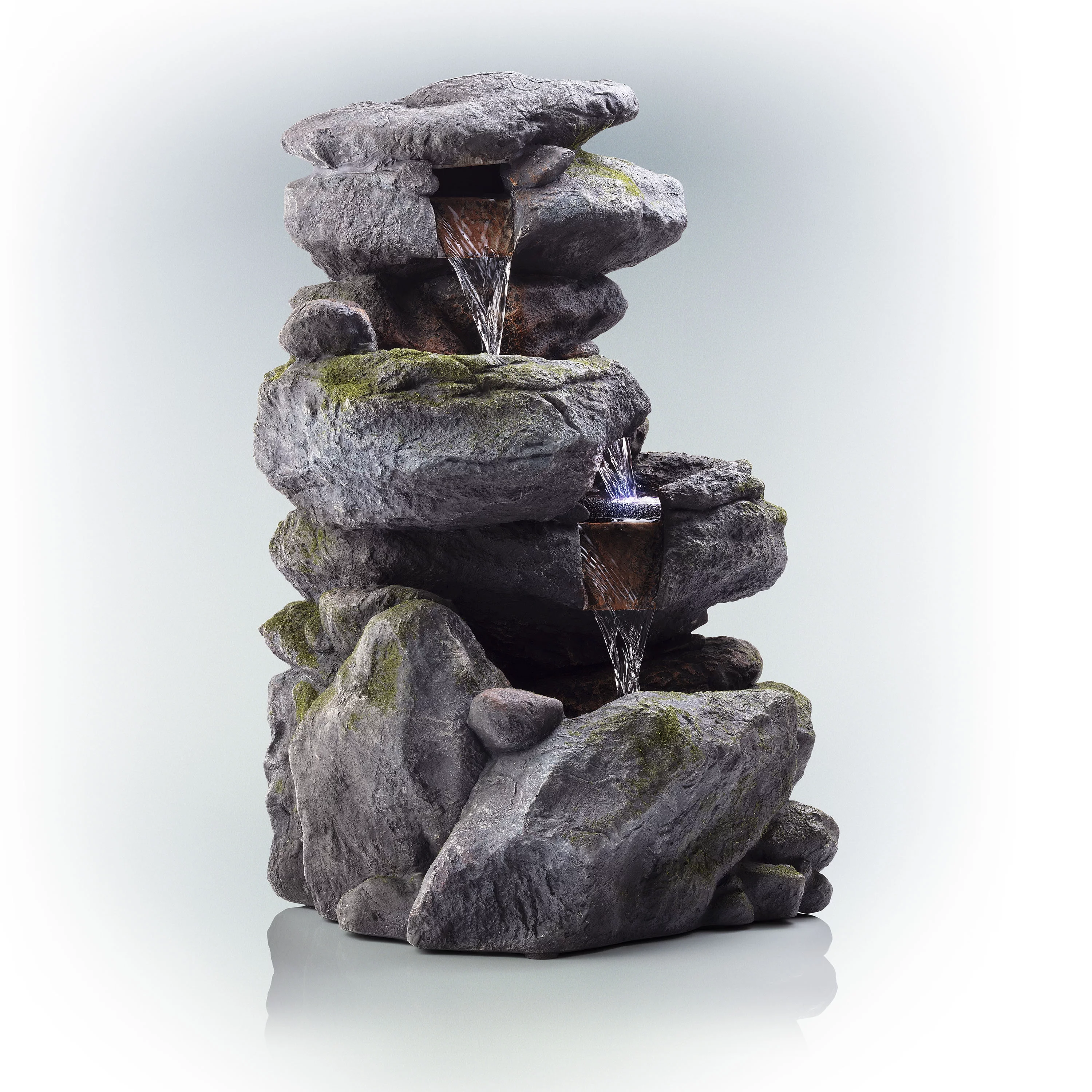 Alpine Corporation 22" Outdoor 3-Tier Rock Cascading Tabletop Fountain