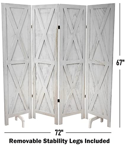 Premium Home Room Divider and Folding Privacy Screens for Partition, Wall dividers, Room Separator, Temporary Wall, Rustic Barnwood (Barnwood X)