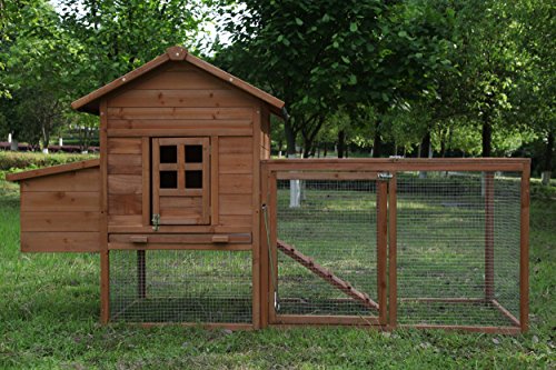 GOJOOASIS 80" Chicken Coop for 2-4 Chickens Outdoor Wooden Hen House Poultry Pet Hutch for Backyard w/Run Cage & Nesting Box(A)
