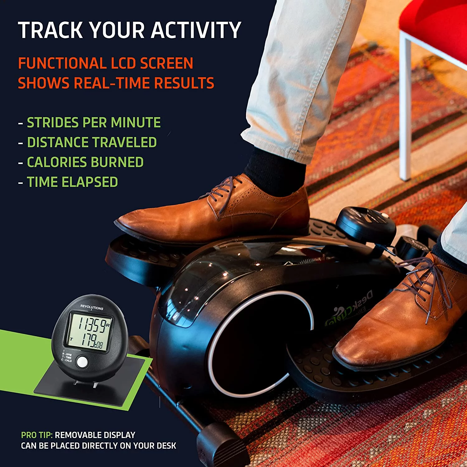DeskCycle Ellipse Under Desk Elliptical Machine - Get Fit While You Work with Our Compact Mini Seated Elliptical Machine - Burn Calories