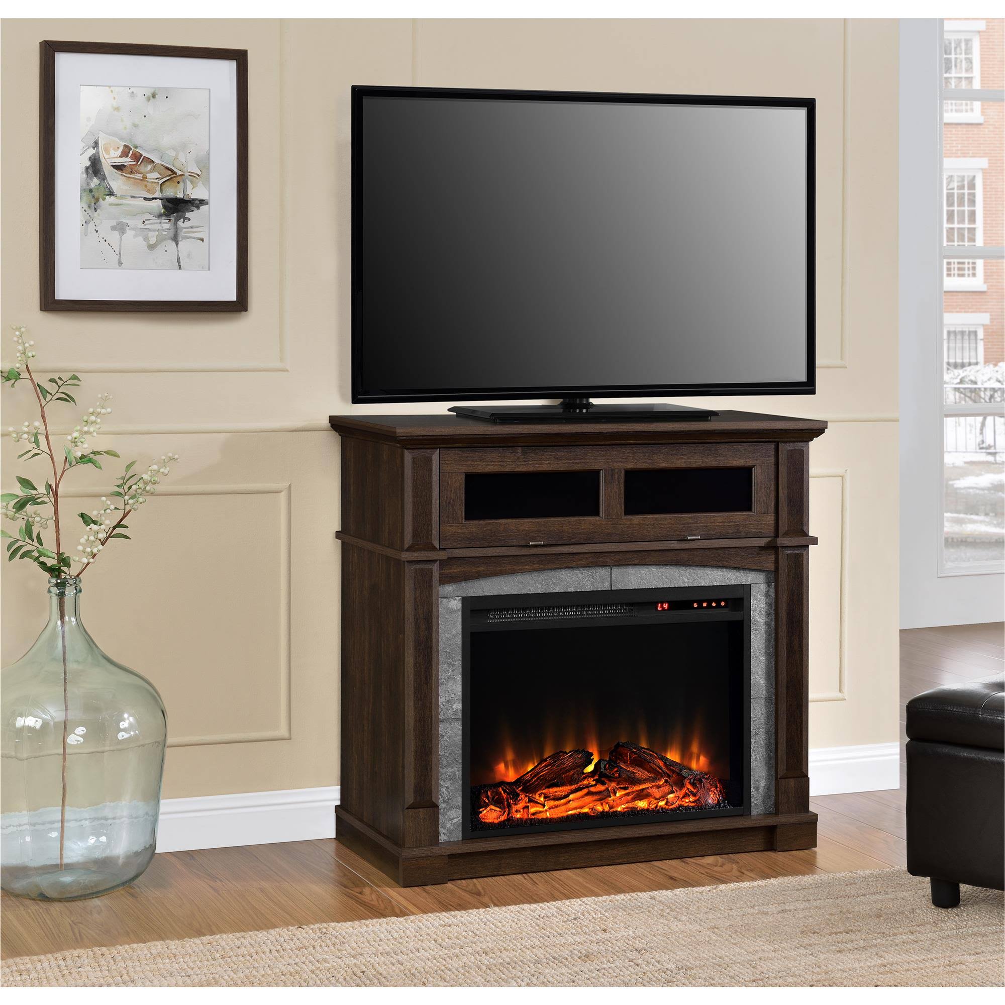 Ameriwood Home Thompson Place Media Fireplace for TVs Up to 37x22 Cherry