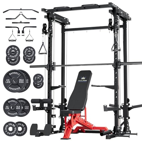 Major Fitness Drone3 Smith△ Machine – All-in-One Home Gym Squat Rack with Weight Bar