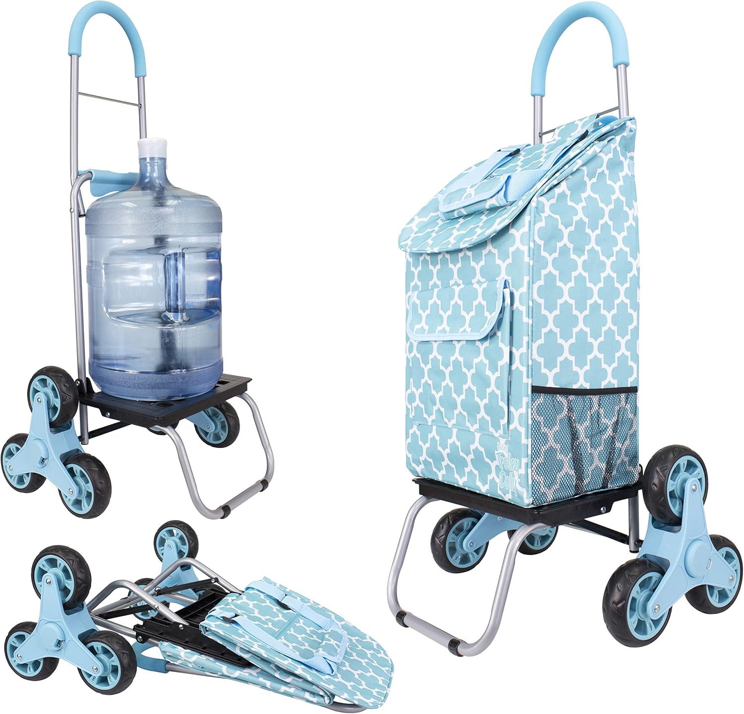 dbest products Stair Climber Trolley Dolly Folding Grocery Cart 3 Wheels Heavy Duty Shopping Hand Truck Made for Condos Apartments