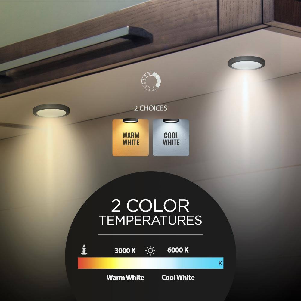 Eshine Black Matte Under Cabinet Puck Lights with Hand Wave Sensor – Dimmable – Pack of 12 Warm White (3000K)