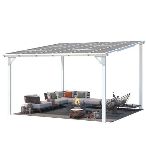 AECOJOY 10&rsquo; x 10&rsquo; Gazebo, Wall Mounted Gazebos Pergola on Clearance, Outdoor Patio Lean to Gazebo Awnings for Deck, Porch