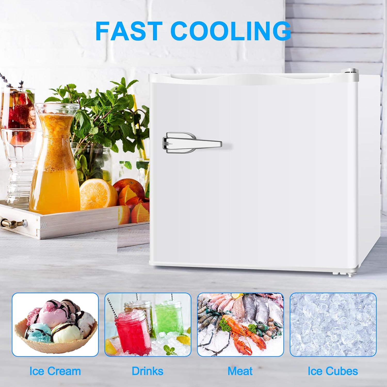 ZAFRO Mini 1.2 Cubic Feet Single Door Removable Shelves,for Home/Apartment/Office Upright freezer, White