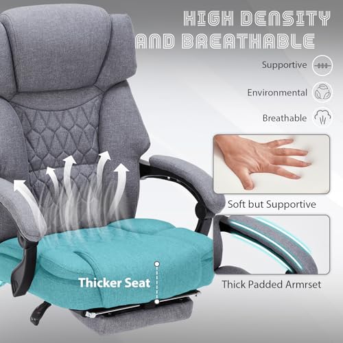 Massage Office Chair with Heat,Reclining Office Chair with Foot Rest,6 Points Vibration Home Desk Chairs for Heavy People 400lbs