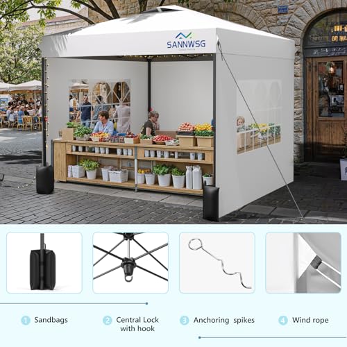 10X10 Pop Up Canopy Tent with 3 Sidewalls,Easy Up Canopy,Commercial Instant Shelter,Heavy Duty One Person Set Up Event Tent,Gray