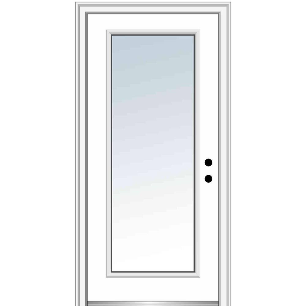National Door Company Z000723L Steel Primed, Left Hand in-Swing, Prehung Front DOOR, Full Lite, Clear Glass, 30x22 x 80x22