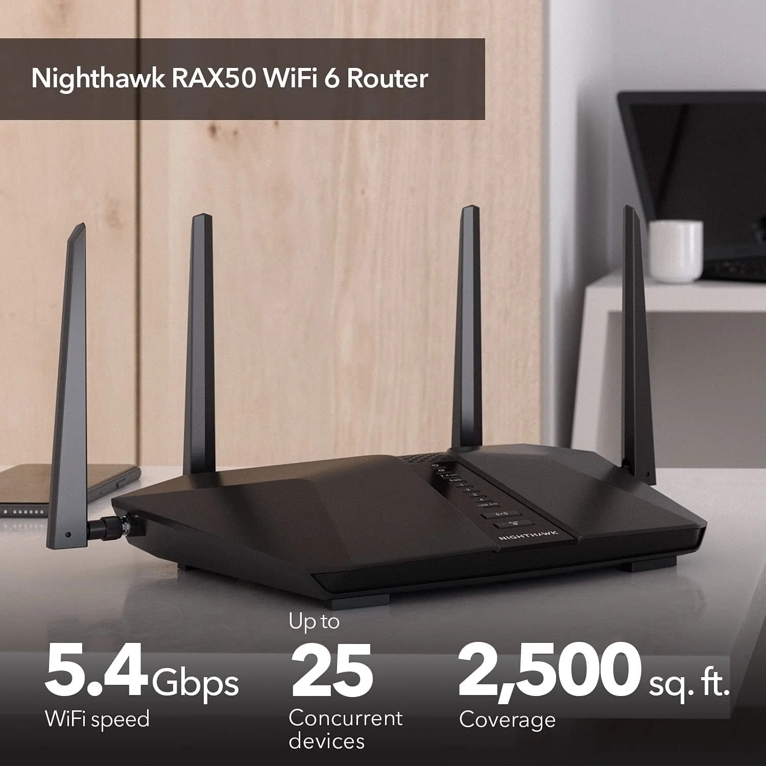 NETGEAR - Nighthawk AX5400 WiFi 6 Router, 5.4Gbps (RAX50)