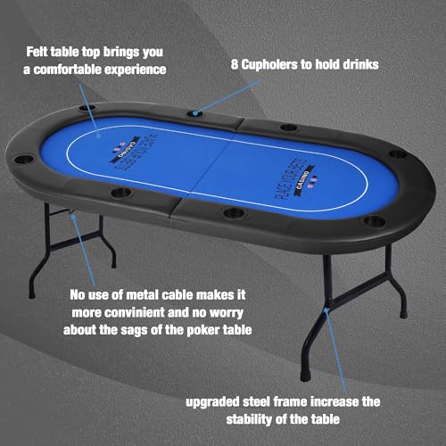 Premium 84" Poker Table Foldable with Chips Tray
