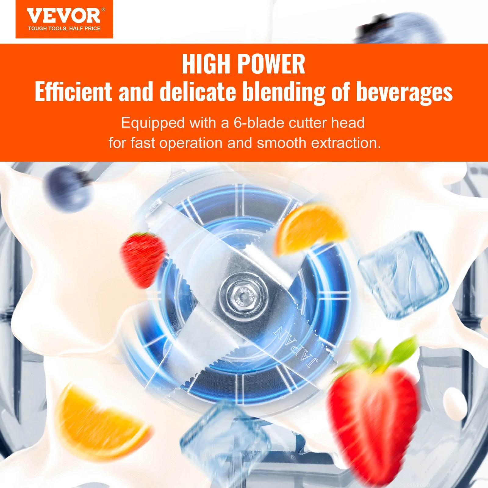 VEVOR Professional Blender with Shield - Commercial 68 oz Combo, Stainless Steel, 9 Speeds, 5 Functions