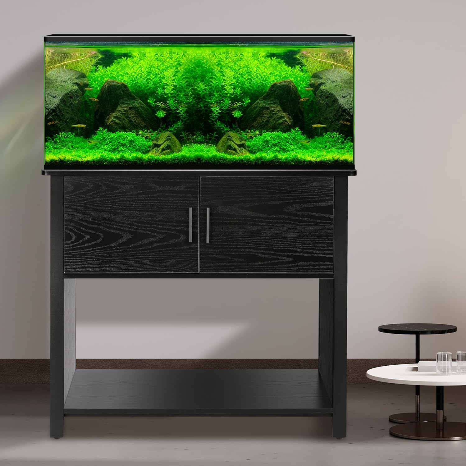 Aquarium Stand with Cabinet, 40-50 Gallon Fish Tank Stand, Turtle Reptile Terrariums Stand, Metal Frame 990 Pounds Load Capacity