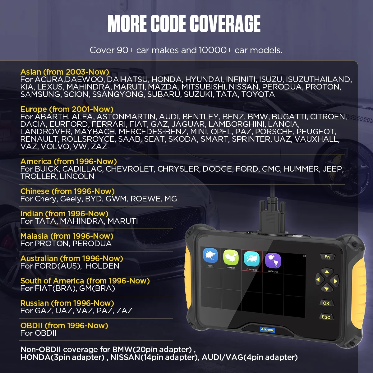 AUTOOL CS605 Car Code Reader OBD2 Scanner Computer Reader Automotive Diagnostic Tool Oil/EPB/ABS/SAS/ Throttle Reset Diagnostic Tool for All PCM BCM