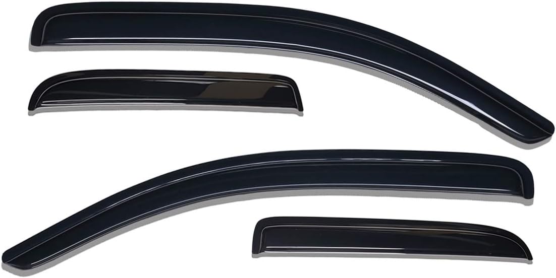 Lightronic WV94528 Tape-on Rain Guard, Dark Smoke, 4 PCS Set for 2014-2018 Silverado/Sierra 1500, 2015-2018 Silverado/Sierra 2500 HD & 3500 HD