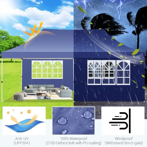 10x10 Pop Up Canopy Tent with 4 Sidewalls and Mesh Windows 2.0