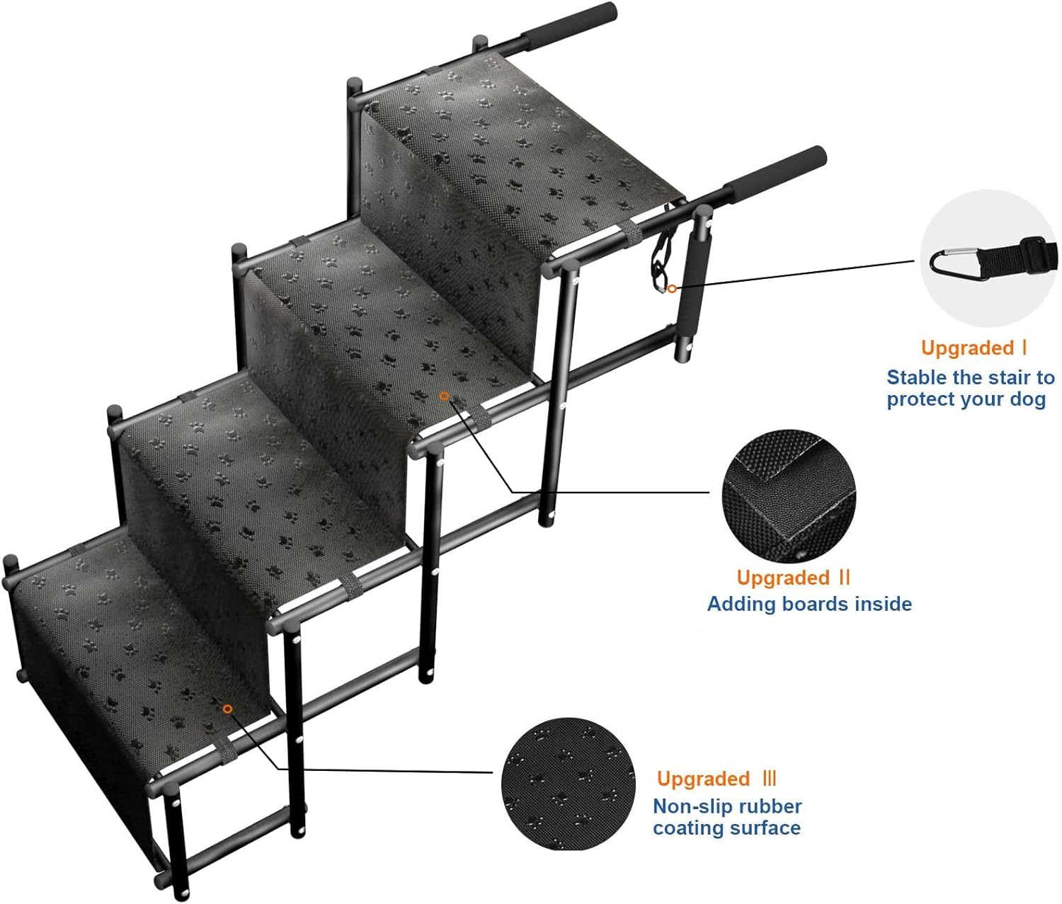 Adjustable Pet Ramp for All Dogs and Cats - Folding Portable Dog Ramp for Couch or Bed with Non Slip Carpet Surface
