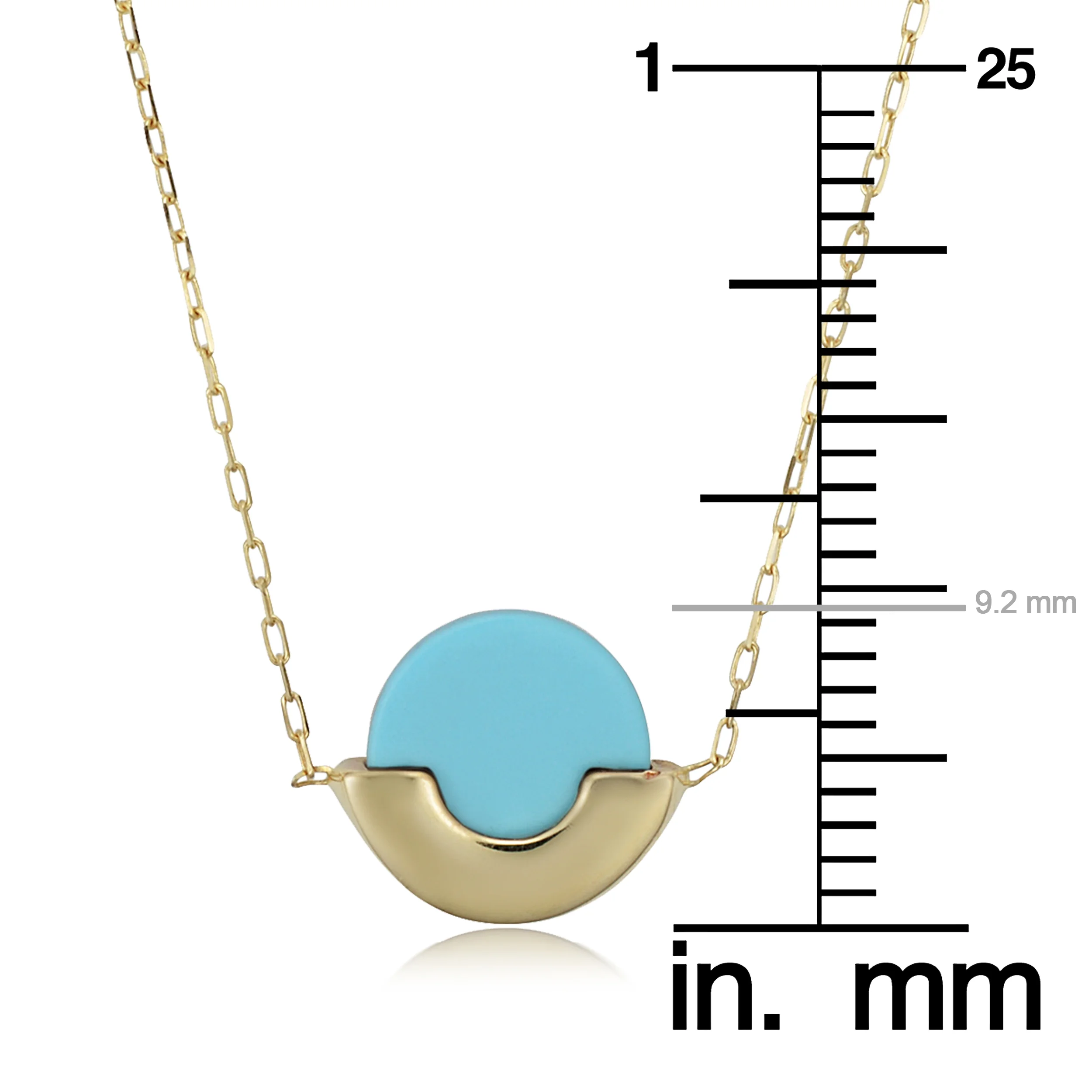 14k Yellow Gold Turquoise Adjustable Length Necklace (adjusts to 16" or 17")