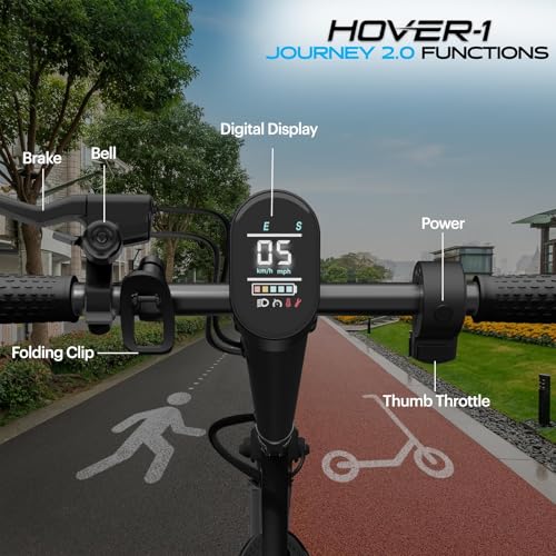 Hover-1 Journey 2.0 Foldable Electric Scooter for Adults with 300W Brushless Motor, 16 mph Max Speed