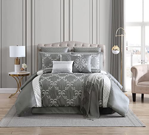 Riverbrook Home 100% Polyester Comforter Set, Queen, Hillcrest - Ivory/Gold, 9 Piece Set